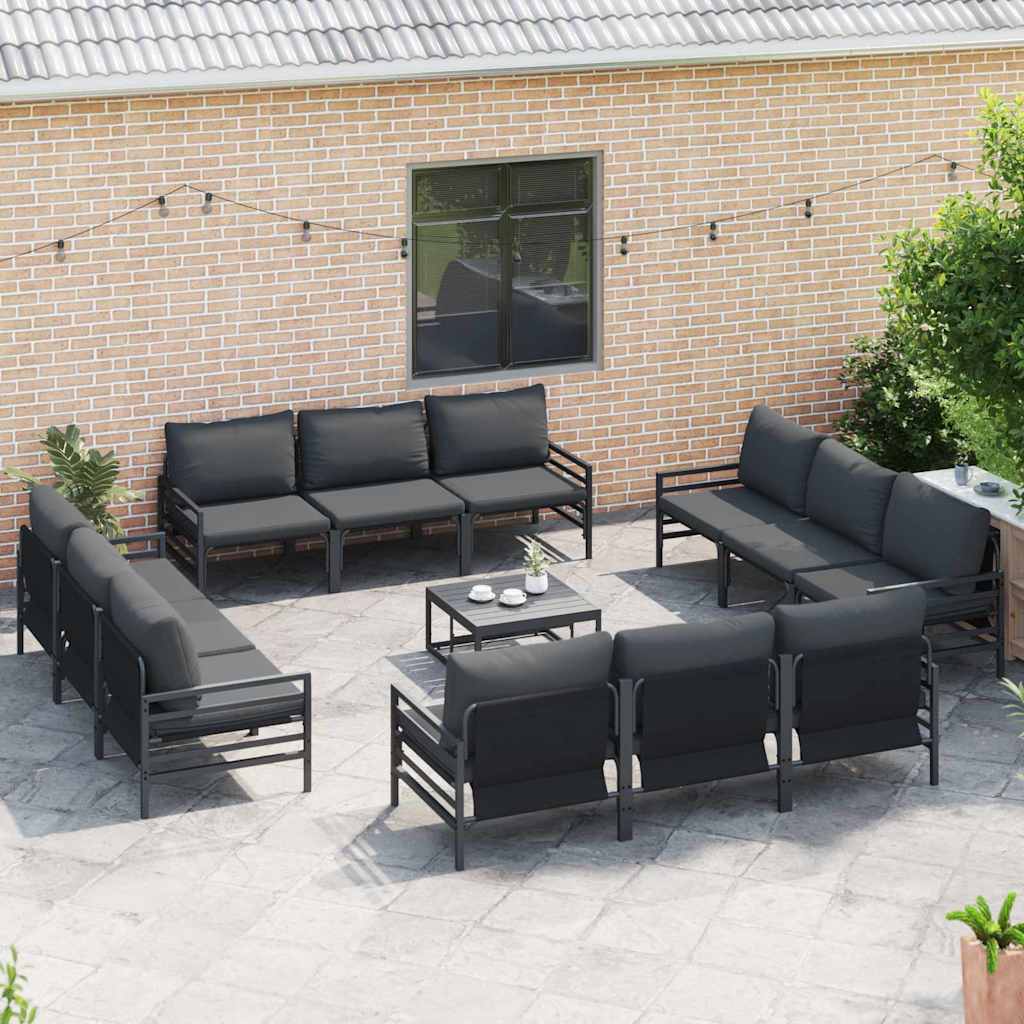 Thumbnail - vidaXL Gartensofa-set mit Kissen 12 pcs Schwarz Stahl