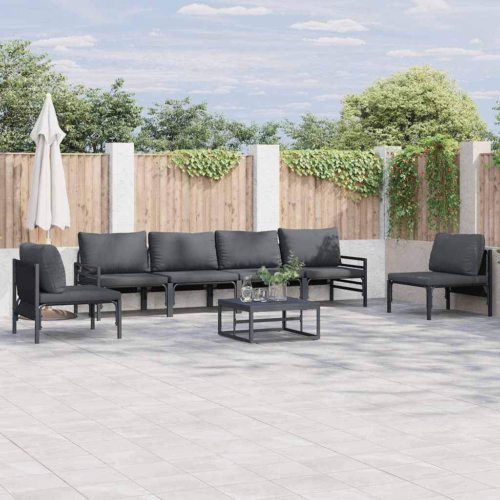 Puutarhasohva Setti 7 pcs Antrasiitti Teräs