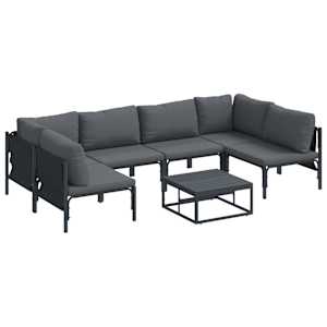 vidaXL Aia Diivanikomplekt 7 tk Must Teras