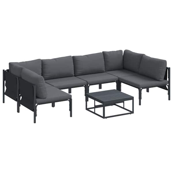 vidaXL Aia Diivanikomplekt 7 tk Must Teras