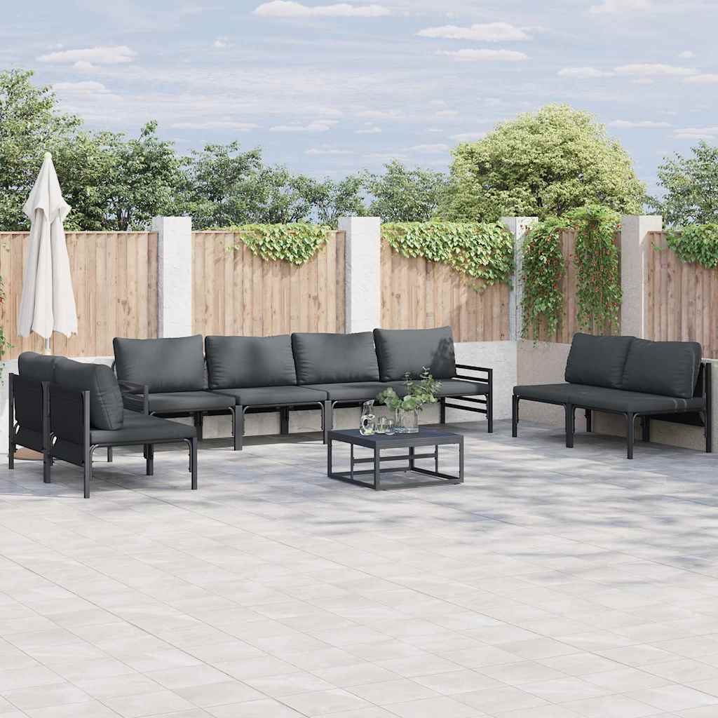 vidaXL Garten-Sofa-Set 9 pcs Anthrazit Stahl