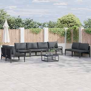 Vrtna sedežna garnitura z blazino 9 pcs Črna Jeklo