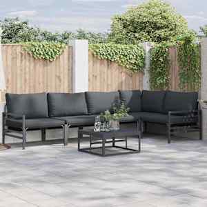 Vrtna sedežna garnitura z blazino 5 pcs Črna Jeklo