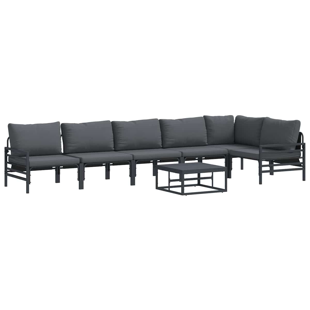 Havesofa Sæt 7 stk. Sort Stål - Billede 2