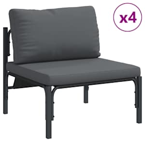 Sada zahradních pohovek s polštářem 7 pcs Černá Ocel - obrázek 4