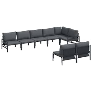 Sada zahradních pohovek s polštářem 8 pcs Černá Ocel - obrázek 2
