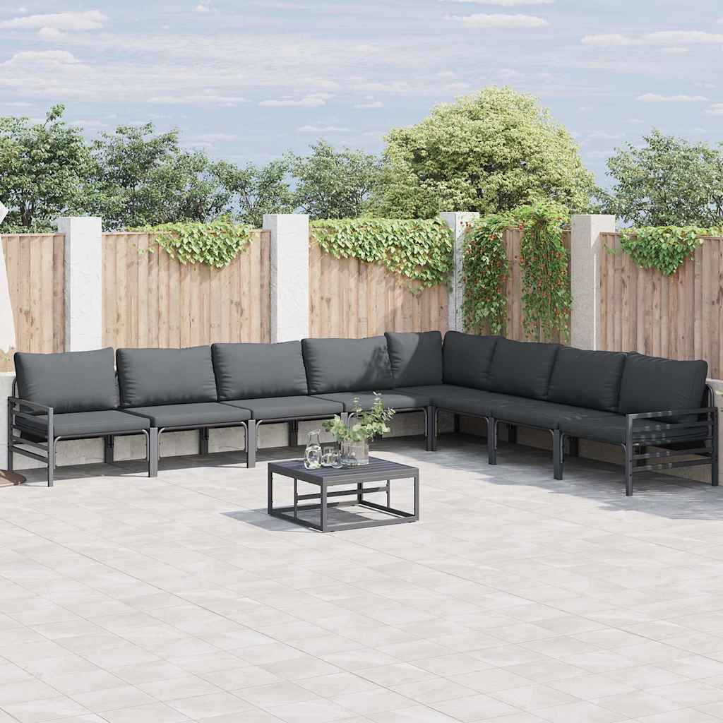 vidaXL Garten-Sofa-Set mit Kissen 9 pcs Anthrazit Stahl
