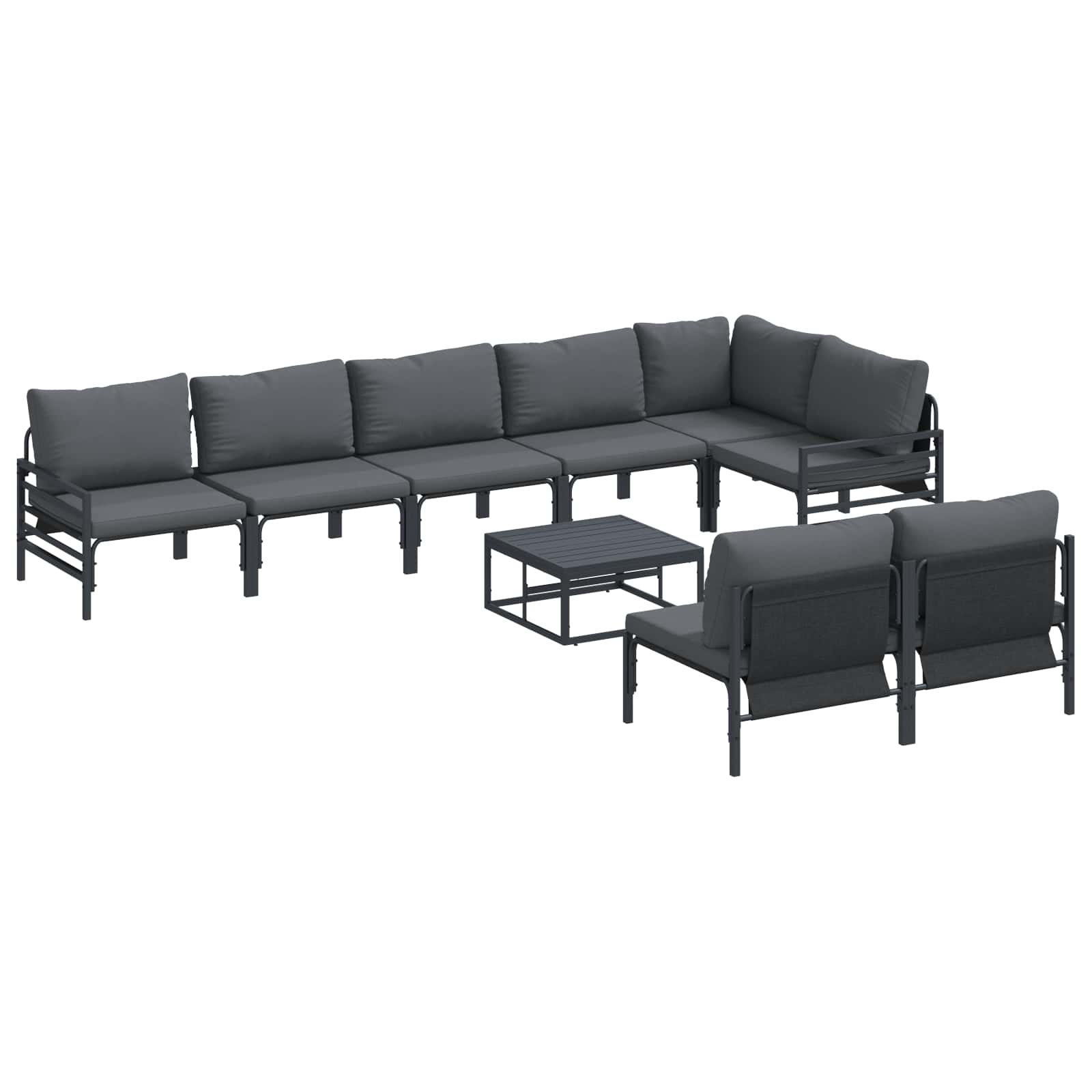 vidaXL Garten-Sofa-Set mit Kissen 9 pcs Anthrazit Stahl