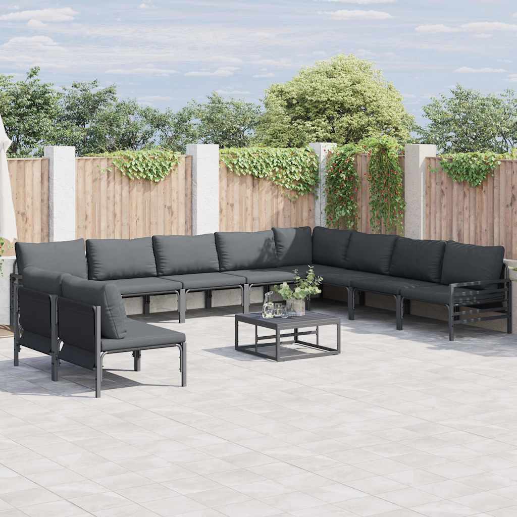 Puutarhasohva Setti 11 pcs Antrasiitti Teräs
