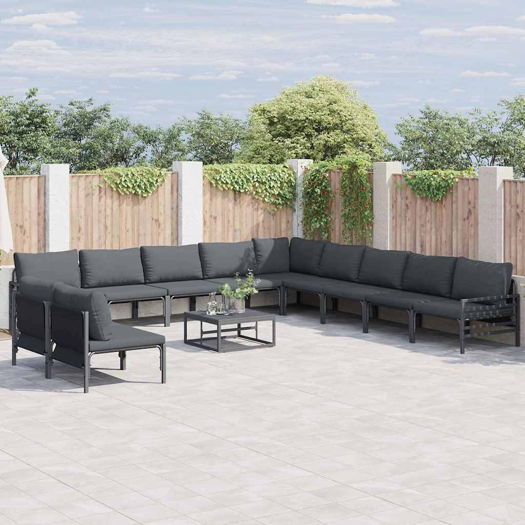 Puutarhasohva Setti 11 pcs Antrasiitti Teräs