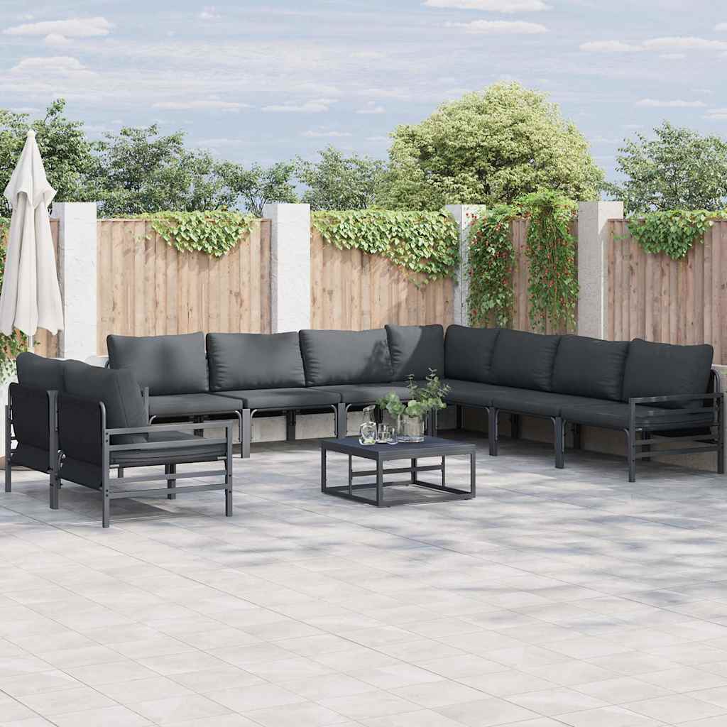 Puutarhasohva Setti 10 pcs Antrasiitti Teräs