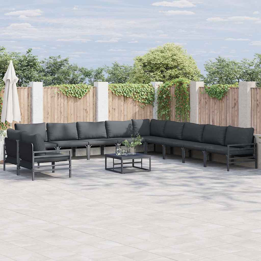 Puutarhasohva Setti 11 pcs Antrasiitti Teräs