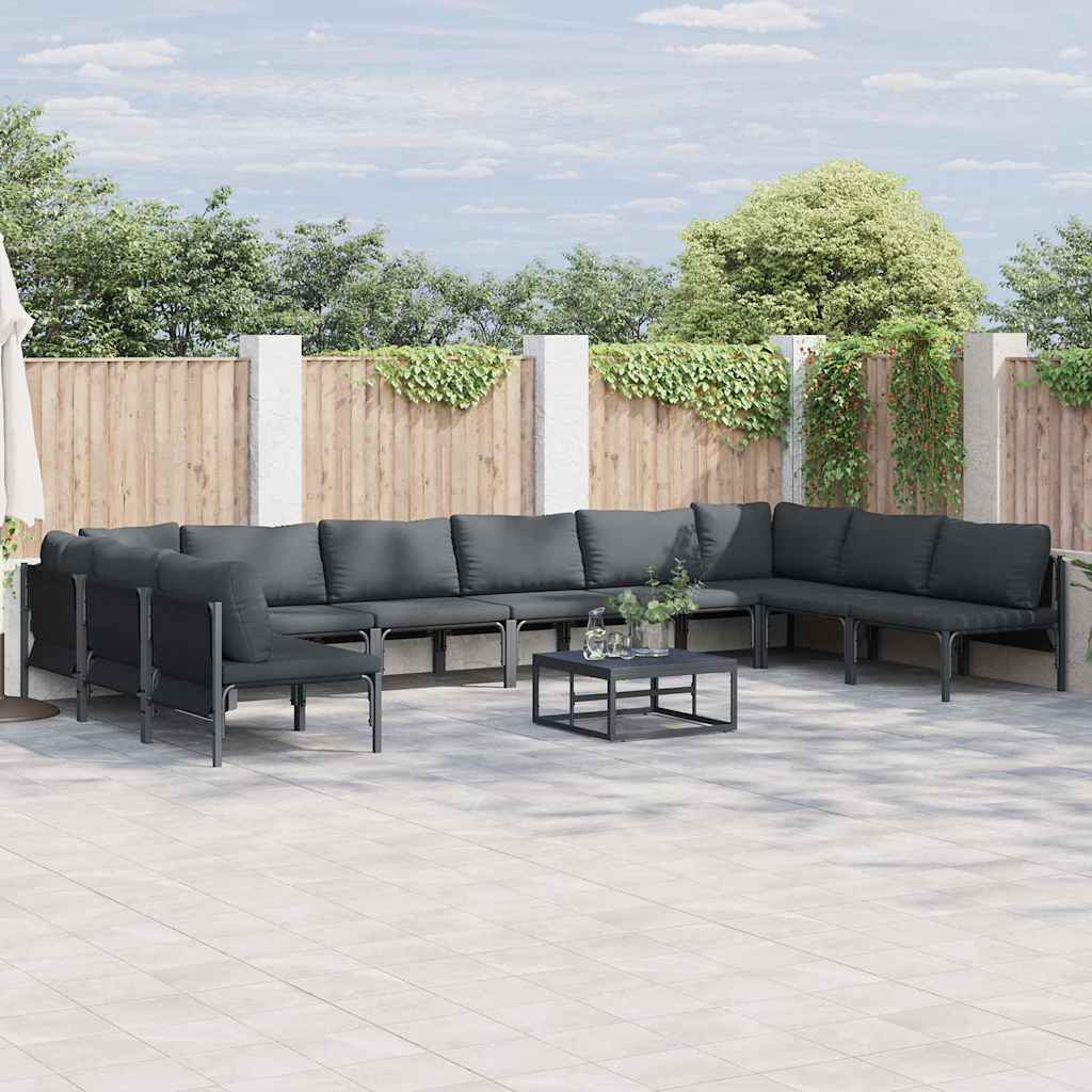 Puutarhasohva Setti 11 pcs Antrasiitti Teräs