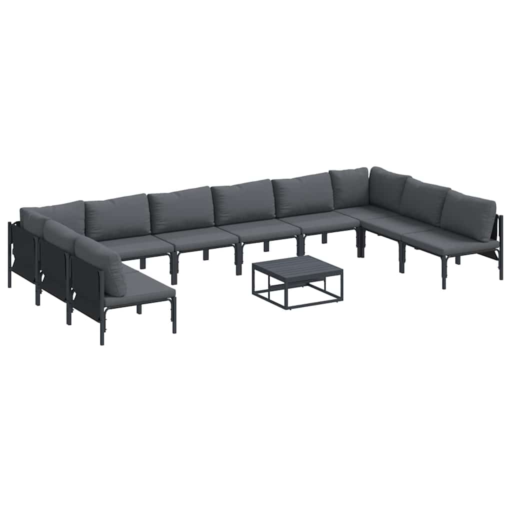 Puutarhasohva Setti 11 pcs Antrasiitti Teräs
