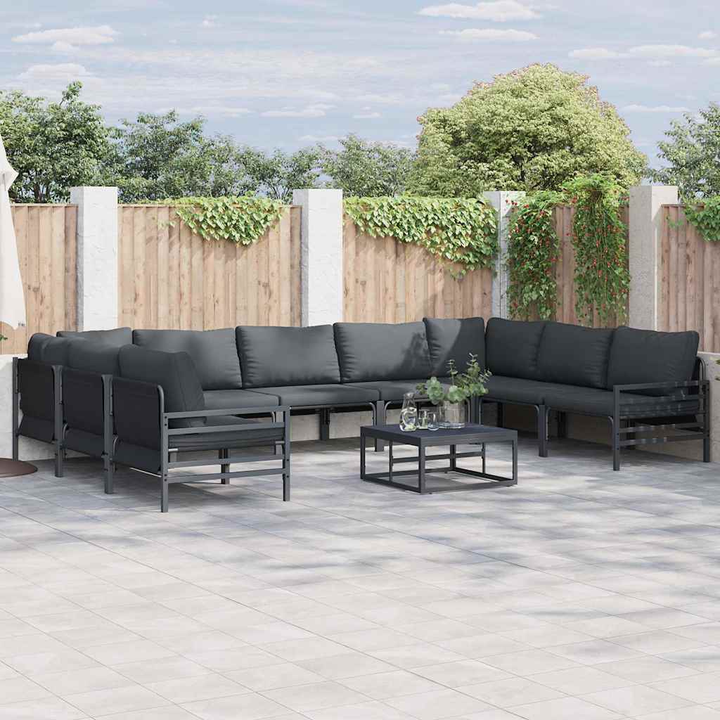 Thumbnail - vidaXL Gartensofa-set mit Kissen 10 pcs Schwarz Stahl