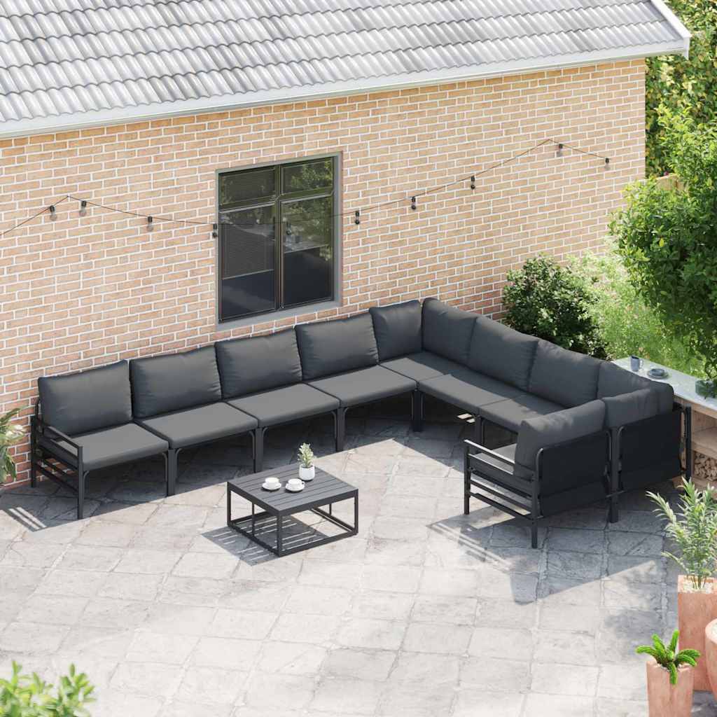 Thumbnail - vidaXL Gartensofa-set mit Kissen 10 pcs Schwarz Stahl