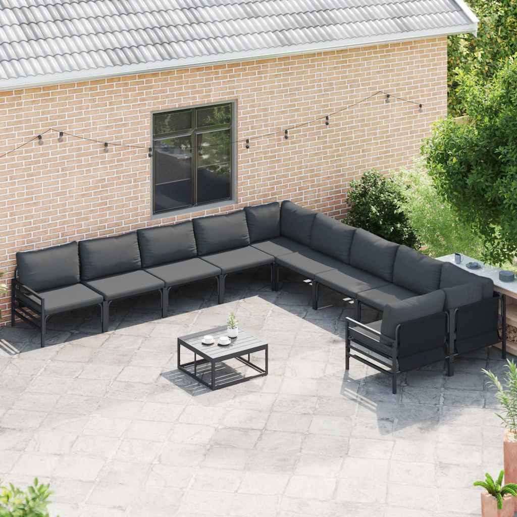 Thumbnail - vidaXL Gartensofa-set mit Kissen 11 pcs Schwarz Stahl