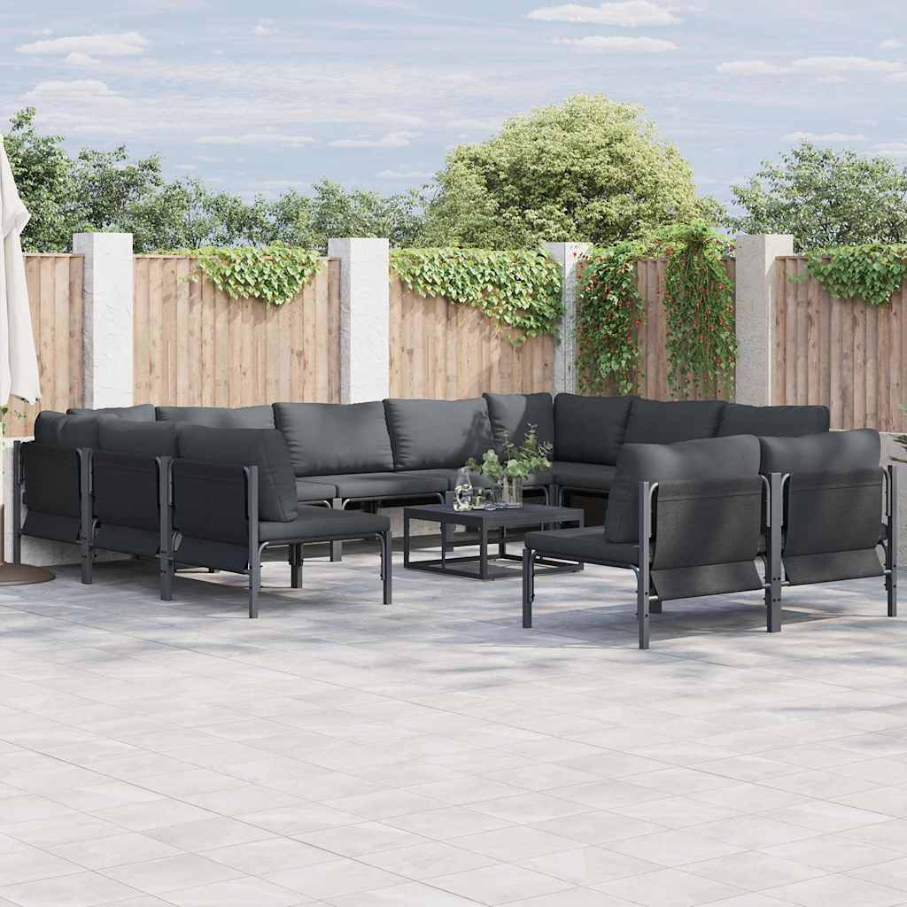 Puutarhasohva Setti 11 pcs Antrasiitti Teräs