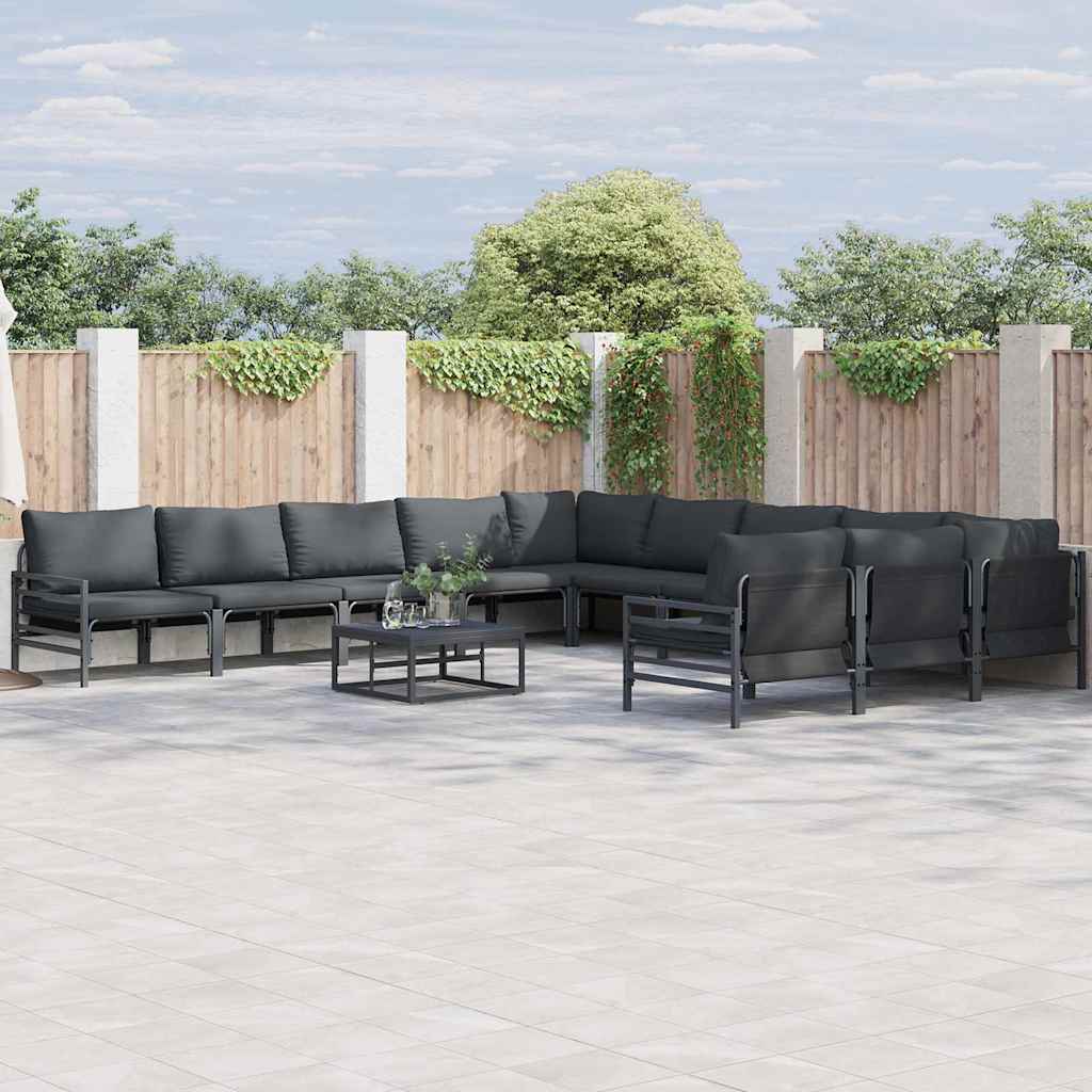 Puutarhasohva Setti 11 pcs Antrasiitti Teräs