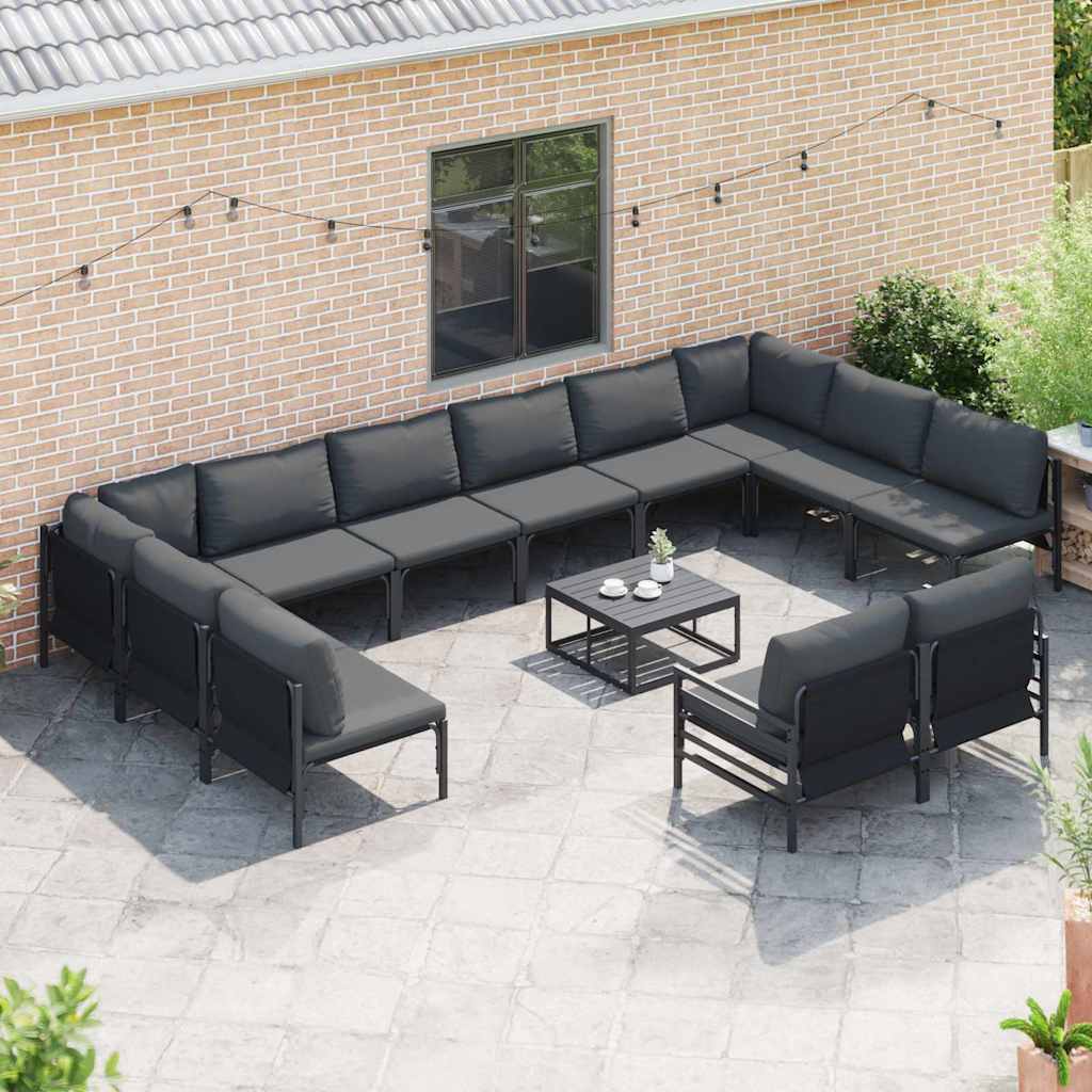 vidaXL Tuin Sofa Set 12 pcs Antraciet Staal