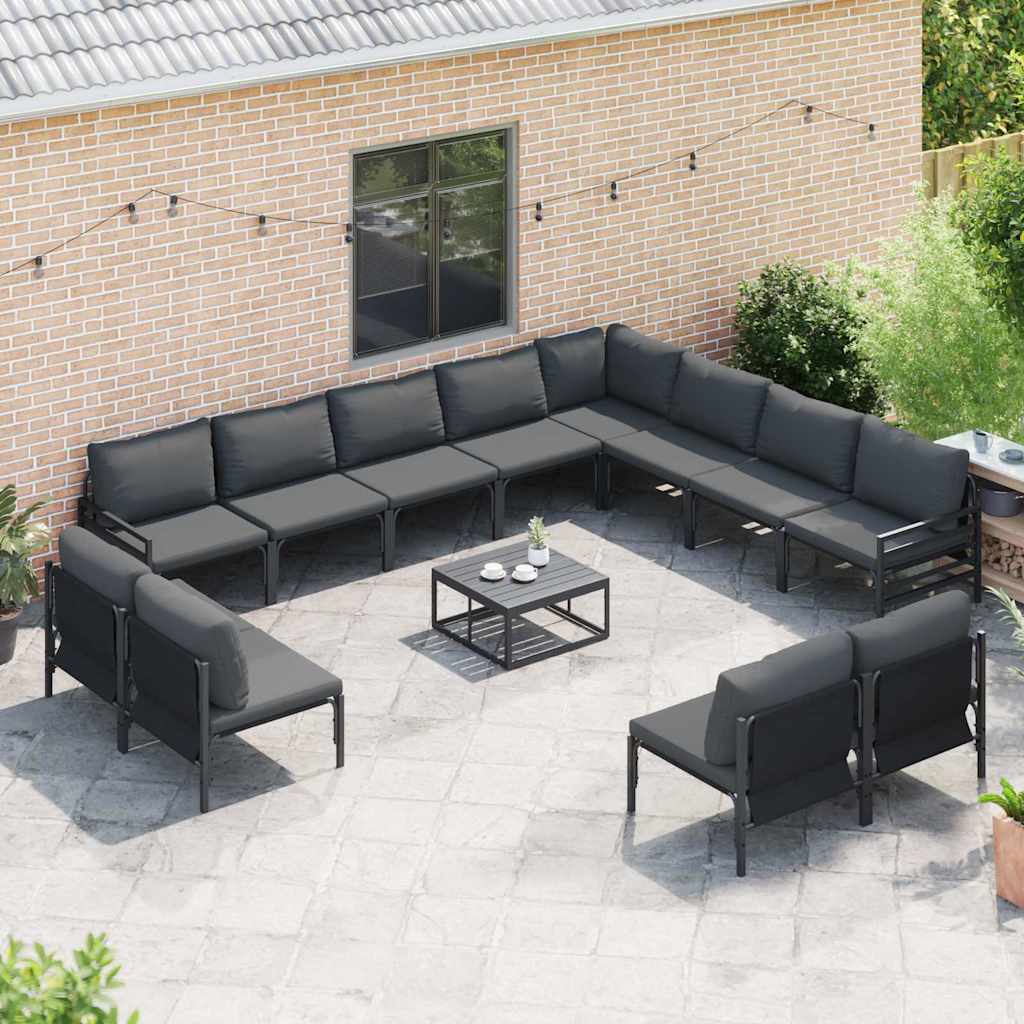vidaXL Tuin Sofa Set 12 pcs Antraciet Staal