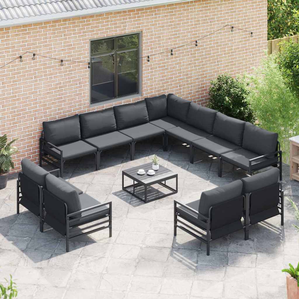 vidaXL Tuin Sofa Set 11 pcs Antraciet Staal