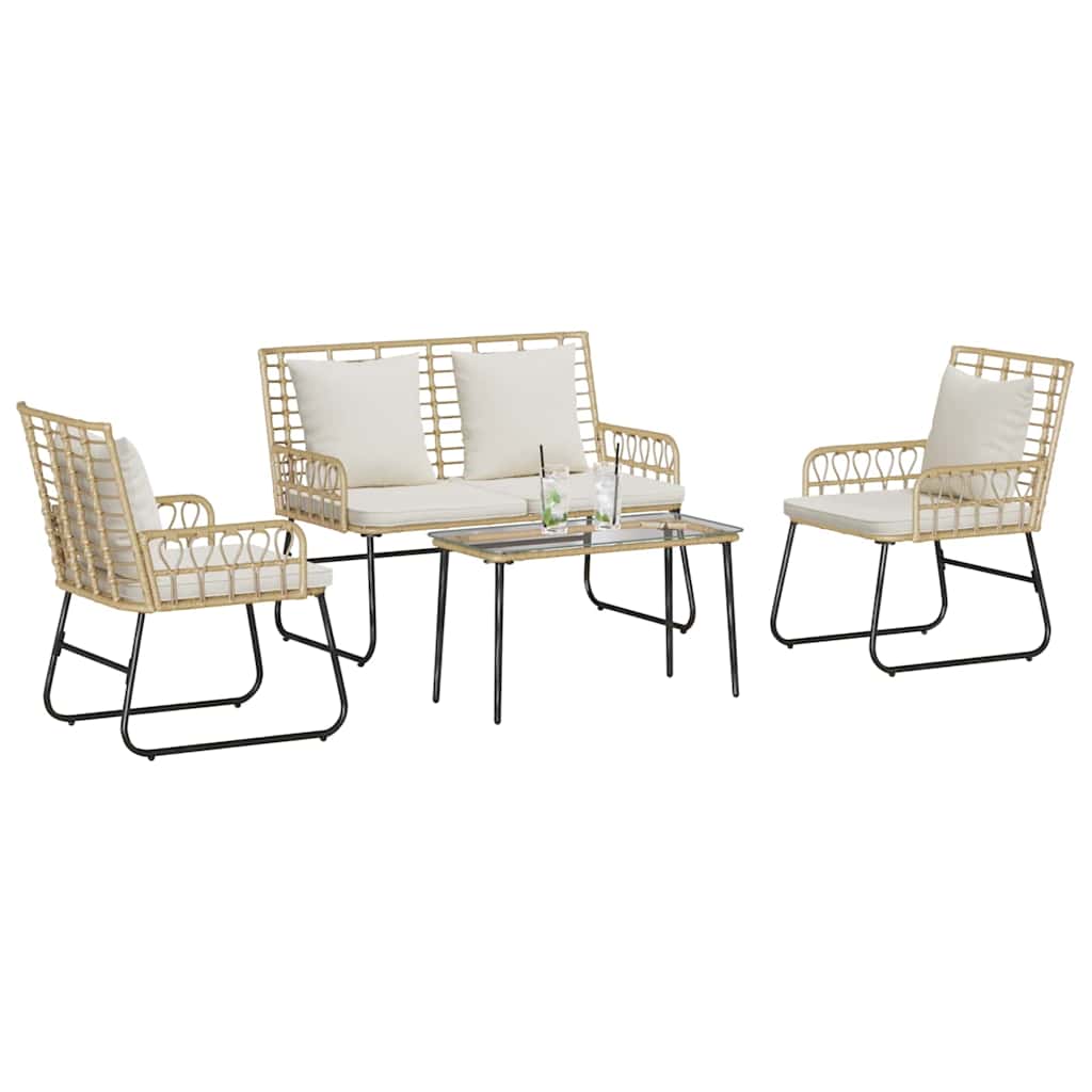 vidaXL Tuinmeubelset 4 pcs Zwart, Antraciet Poly rattan, staal, polyester