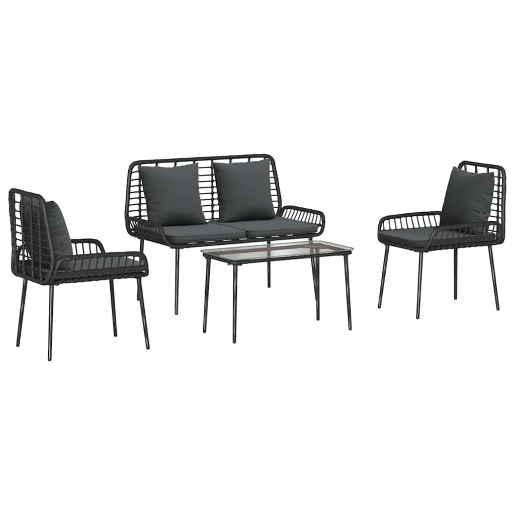 Puutarhakalustesarja tyynyllä 4 pcs Ruskea, Musta, Kerma