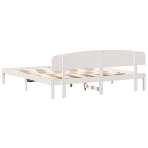 Rám postele s čelo Bílá 180 x 200 cm Masivní borové dřevo - obrázek 7