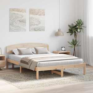 Rám postele s čelo Přírodní 140 x 200 cm Masivní borové dřevo - obrázek 3