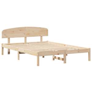 Rám postele s čelo Přírodní 140 x 200 cm Masivní borové dřevo - obrázek 4