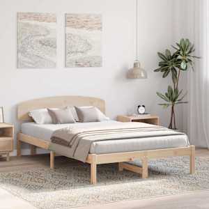 Rám postele s čelo Přírodní 140 x 190 cm Masivní borové dřevo - obrázek 3