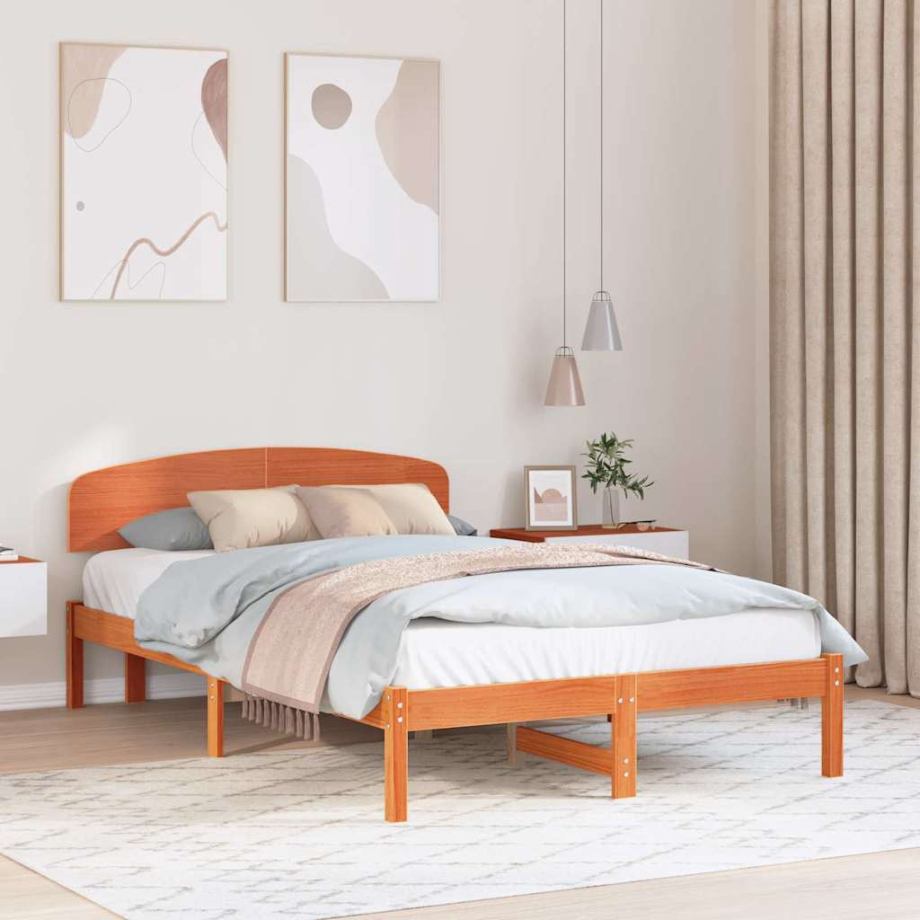voodiraam peatoega vahatatud pruun 120x190 cm tahkepuit Männipuit