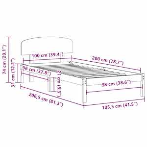 Rám postele s čelo Bílá 100 x 200 cm Masivní borové dřevo - obrázek 10