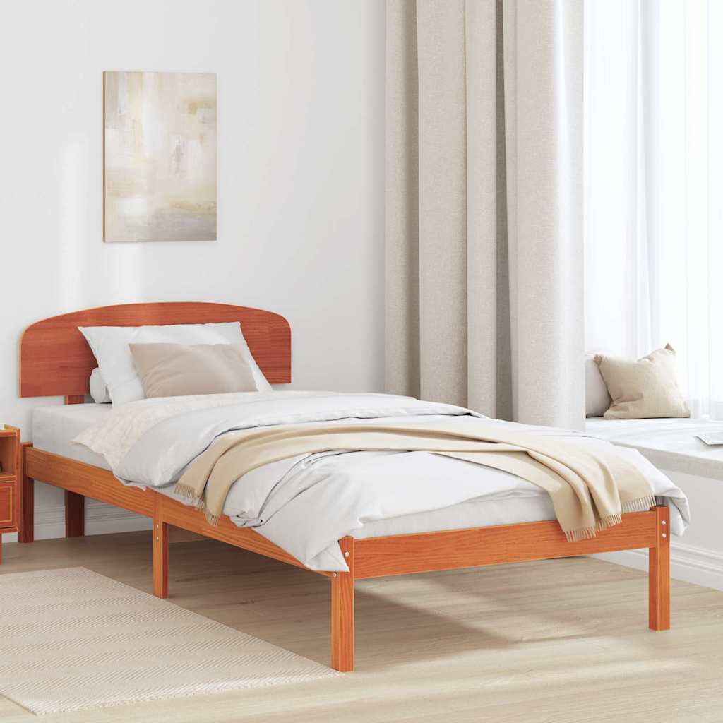 Voodiraam Peatoe Otsas Vahatatud Pruun 100x200 cm Soliidne Puit Männipuit