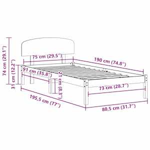 Rám postele Voskově hnědá 75 x 190 cm Masivní borové dřevo - obrázek 10