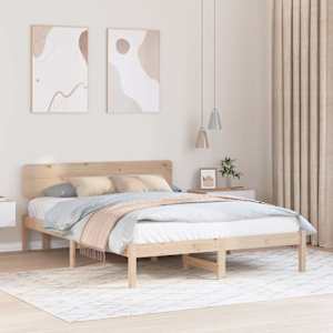 Konstrukcija postelje Naravna 200 x 200 cm Masivno borovo les