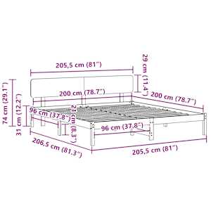 Rám postele s čelo Přírodní 200 x 200 cm Masivní borové dřevo - obrázek 10