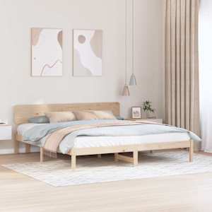 Rám postele s čelo Přírodní 180 x 200 cm Masivní borové dřevo - obrázek 1