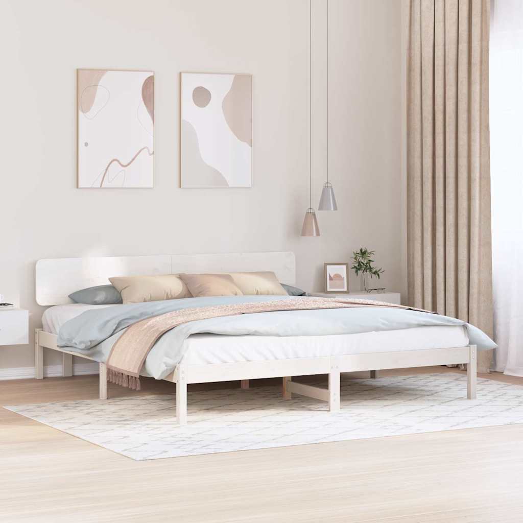 voodikast peatoega Valge 180x200 cm Tugev männipuit