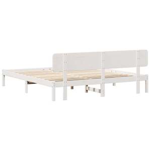 Rám postele s čelo Bílá 180 x 200 cm Masivní borové dřevo - obrázek 7