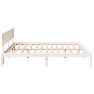 Rám postele s čelo Bílá 180 x 200 cm Masivní borové dřevo - obrázek 6
