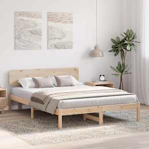 Rám postele s čelo Přírodní 160 x 200 cm Masivní borové dřevo - obrázek 3
