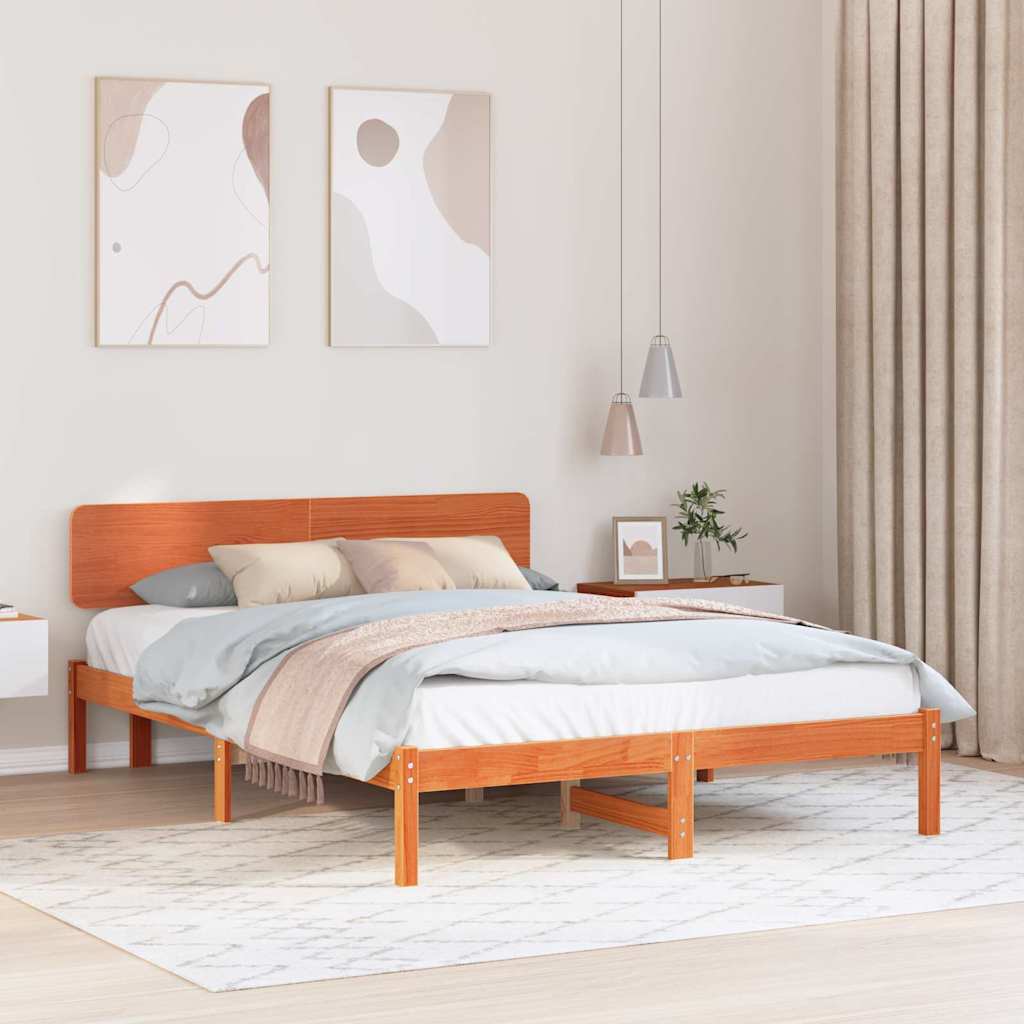 Voodiraam peatsiga Vahatatud Pruun 140x200 cm Tugevast Männipuidust