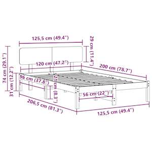 Rám postele s čelo Bílá 120 x 200 cm Masivní borové dřevo - obrázek 10