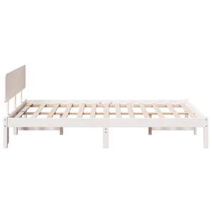 Rám postele s čelo Bílá 140 x 190 cm Masivní borové dřevo - obrázek 6