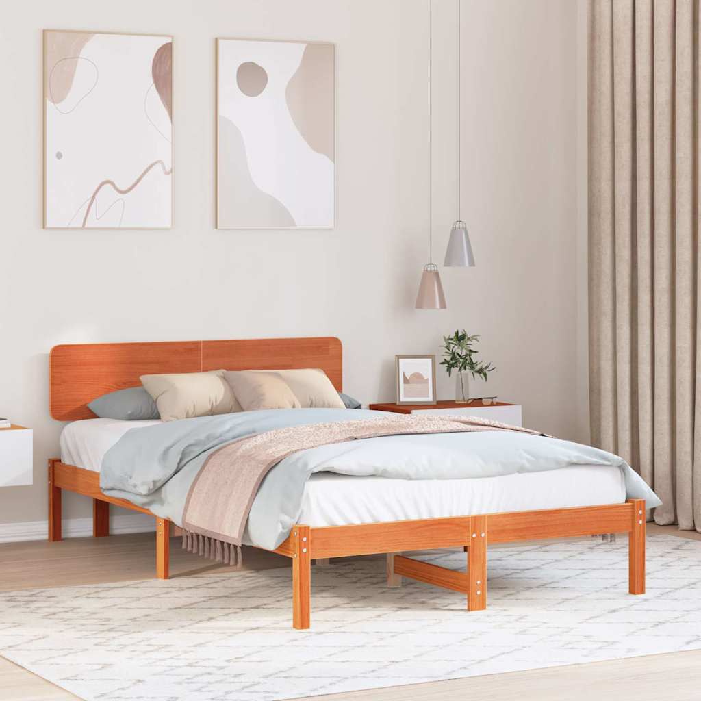 voodiraam peatoega vahatatud pruun 120x190 cm tugevast männipuust