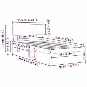 Rám postele Voskově hnědá 90 x 200 cm Masivní borové dřevo - obrázek 11