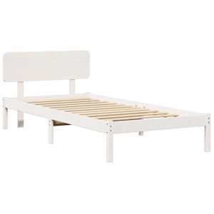Rám postele s čelo Bílá 80 x 200 cm Masivní borové dřevo - obrázek 2