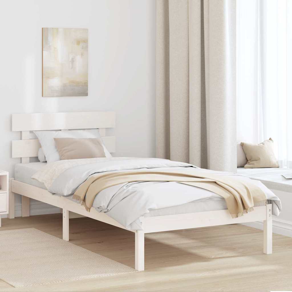 Voodiraam peatoega Valge 80x200 cm Tugev Männipuit